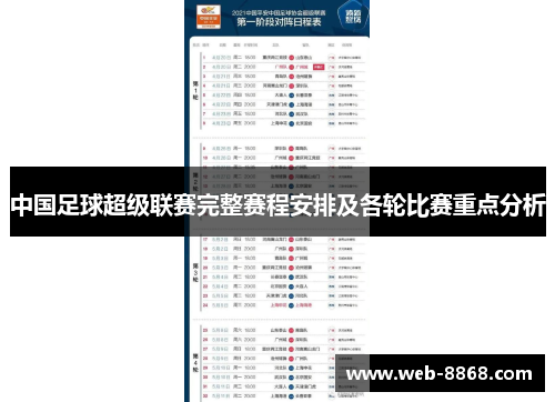 中国足球超级联赛完整赛程安排及各轮比赛重点分析
