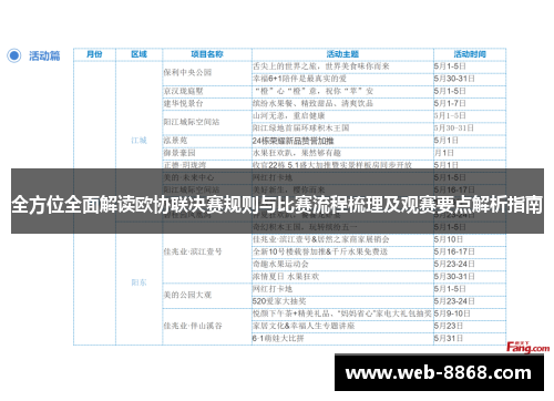 全方位全面解读欧协联决赛规则与比赛流程梳理及观赛要点解析指南 全方位全面解读欧协联决赛规则与比赛流程梳理及观赛要点解析指南